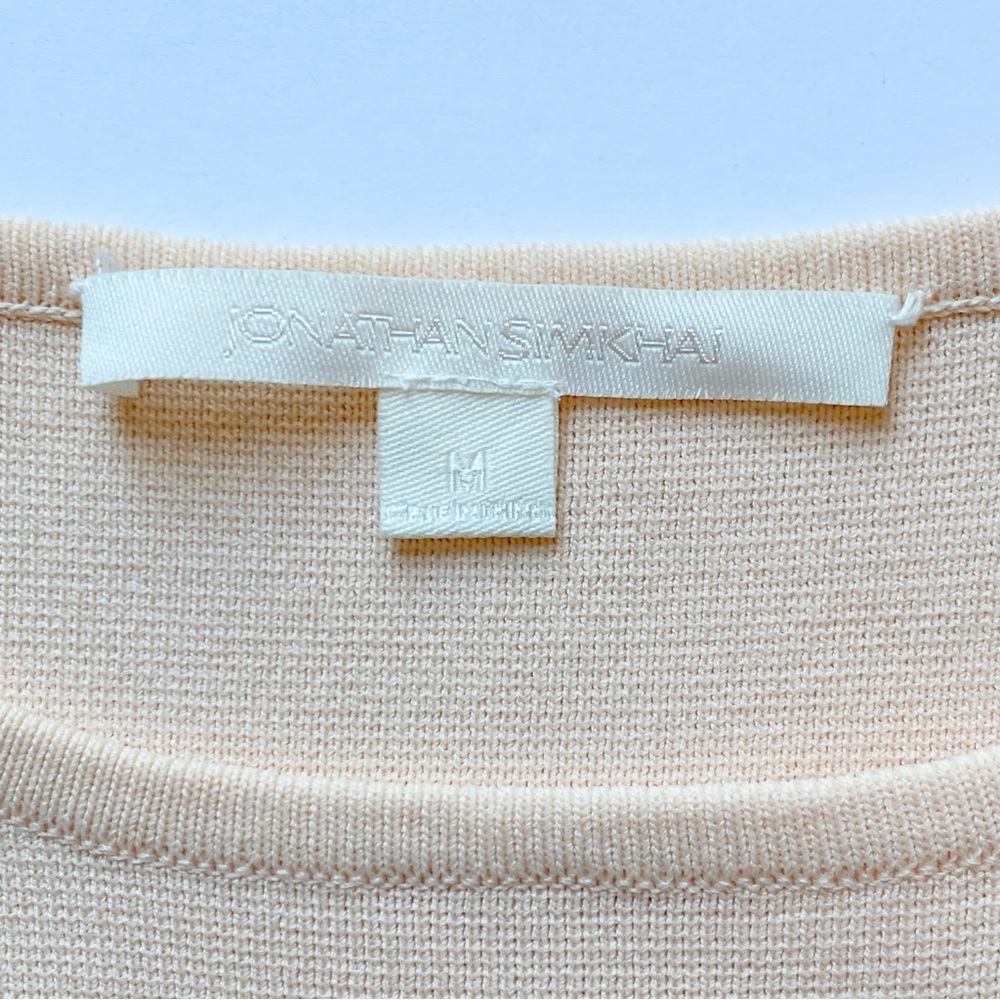 JONATHAN SIMKHAI LIGHT PEACH KNIT CUT OUT CROSSOVER CROP TANK TOP - Picture 5 of 10